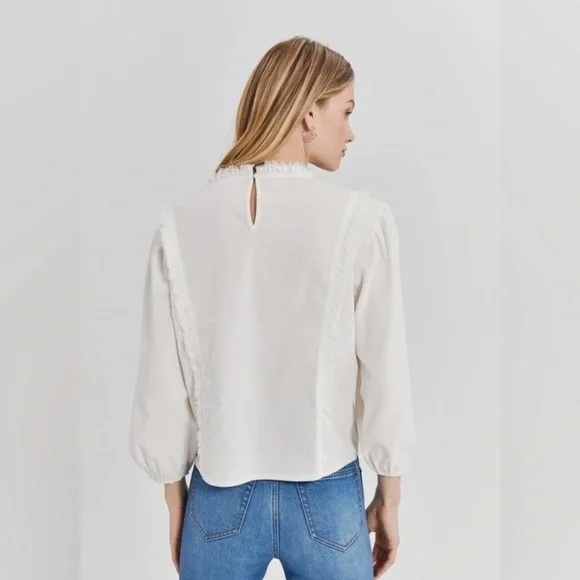 Something Navy Raw Edge Corduory Top blouse - Picture 3 of 9